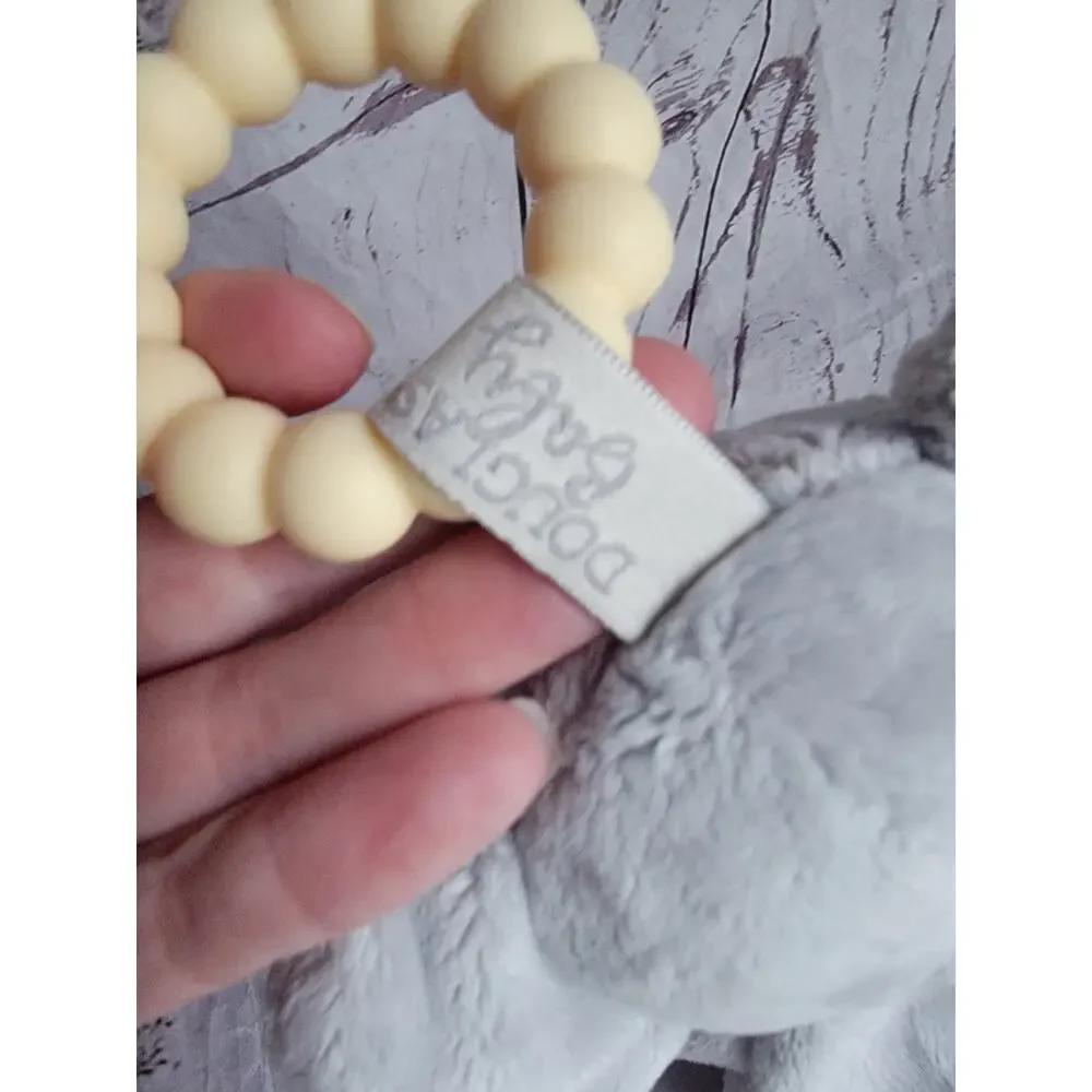 Douglas Baby Elephant Gray Plush Lovey Security Blanket Teether Ring Knotted